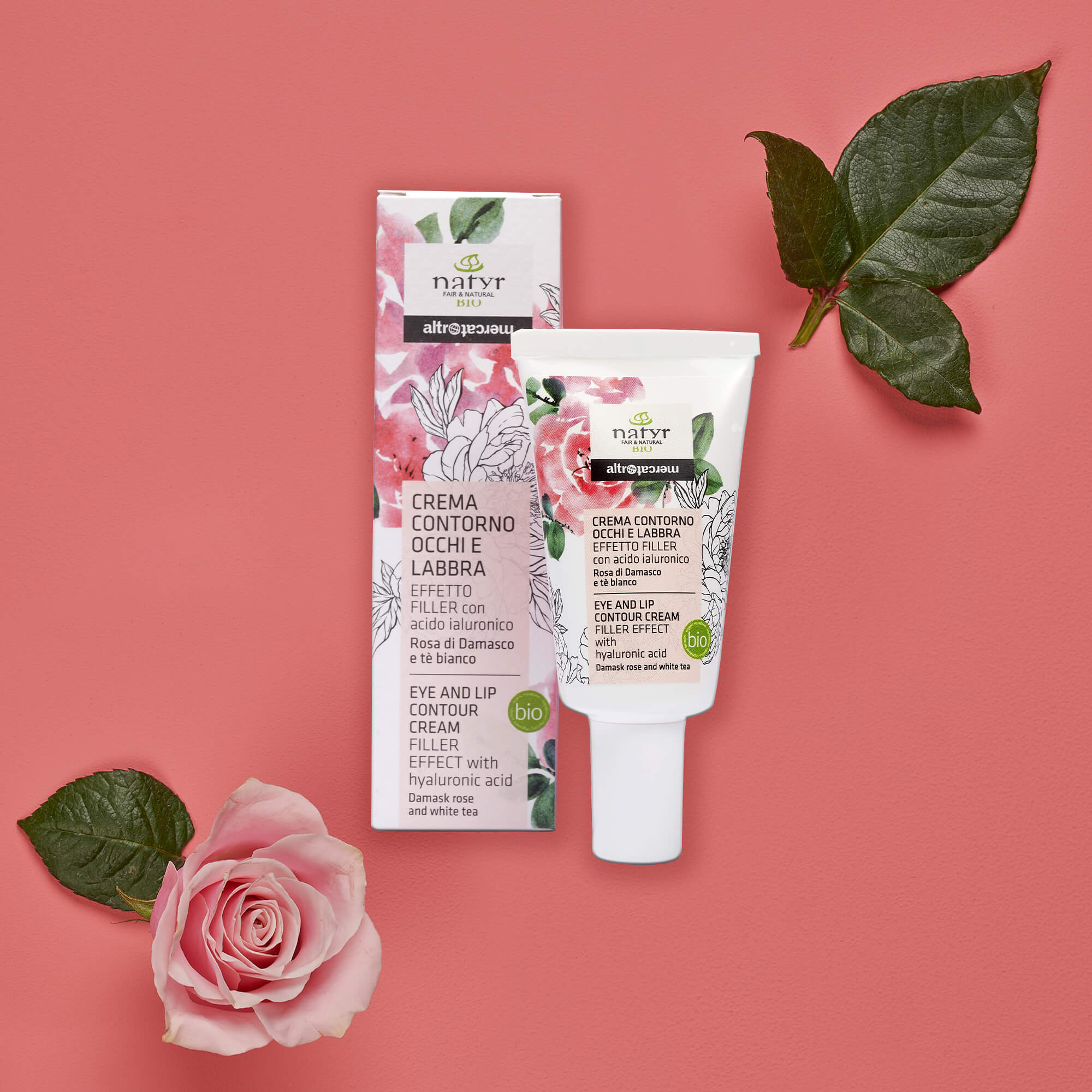 Contorno occhi e labbra - effetto filler con rosa di damasco e tè bianco bio - Linea Altromercato - Natyr - immagine 2
