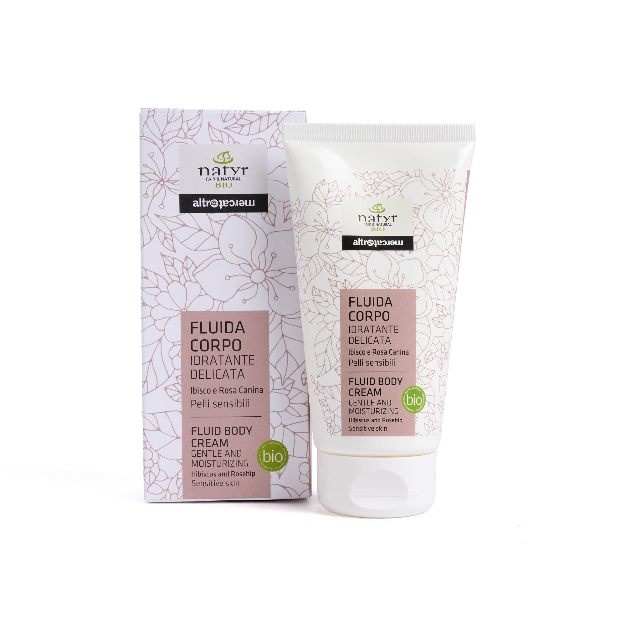 Crema fluida corpo idratante - Ibisco e Rosa Canina bio-Linea Altromercato-Natyr