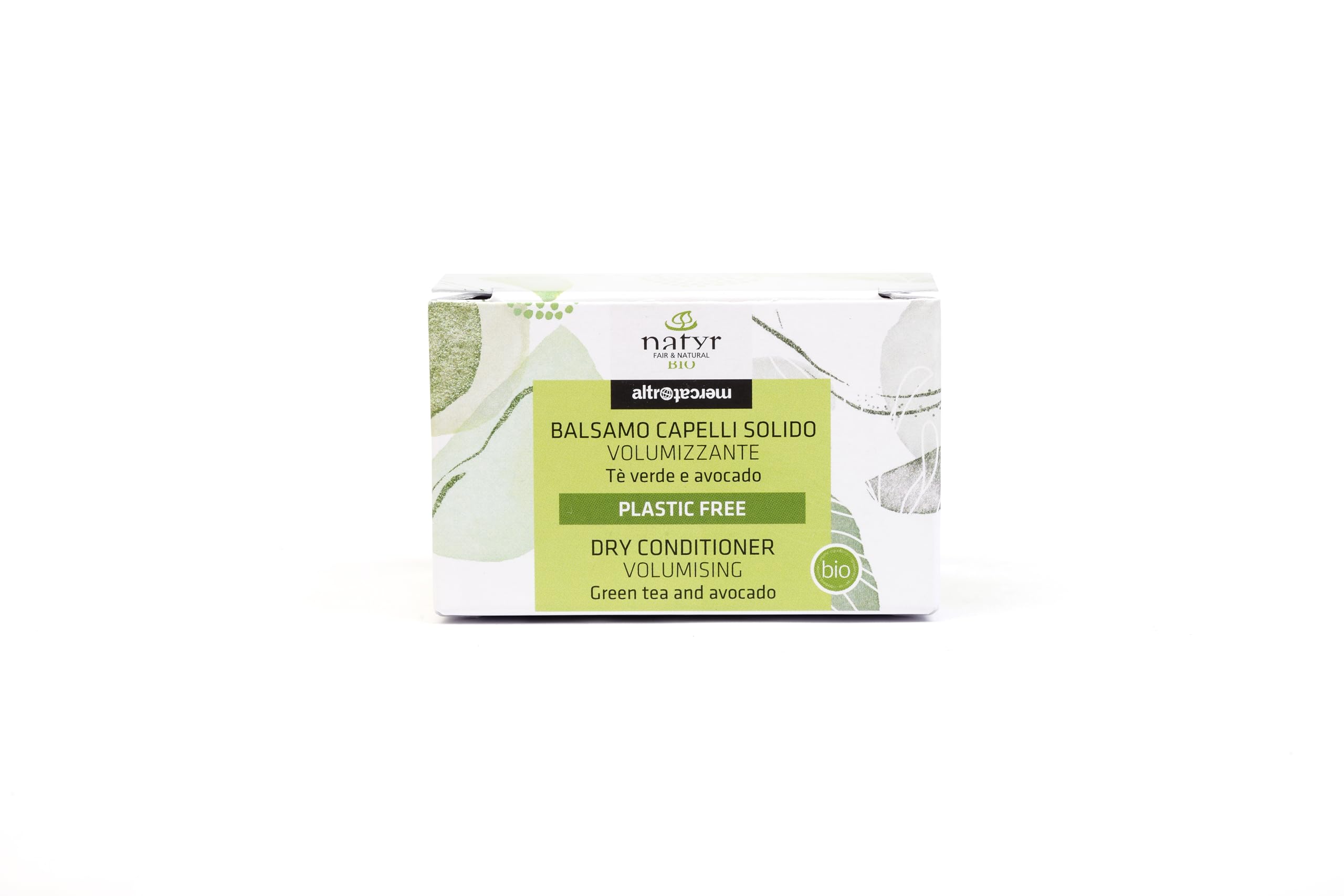 Balsamo capelli solido volumizzante al tè verde e avocado - Linea Natyr - Altromercato